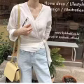 全新日式设计感交叉侧边系带收腰长袖衬衫也可做空调罩衫  $ 图片 3