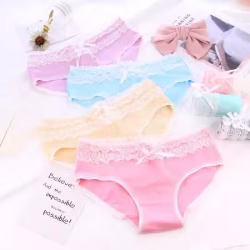 甜美糖果撞色蕾丝边搭配双蝴蝶纯棉档小低腰少女棉质内裤