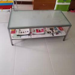 不锈钢双层玻璃茶几便宜卖$60