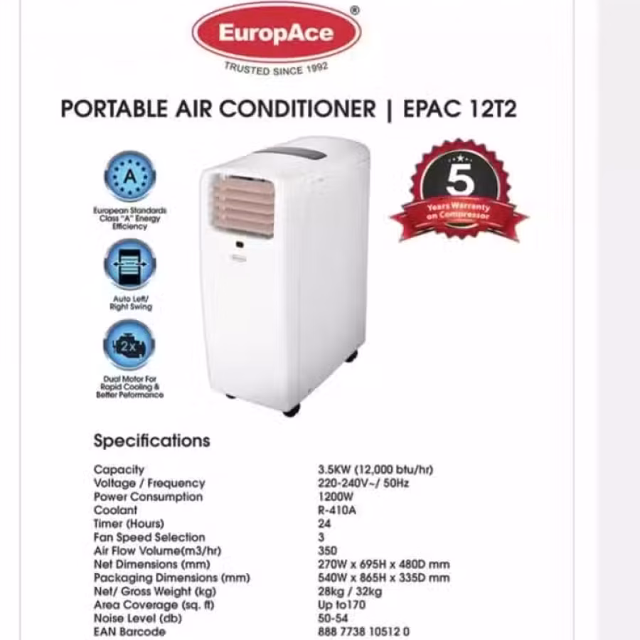 全新移动空调 EuropAce 12k BTU  图片 2