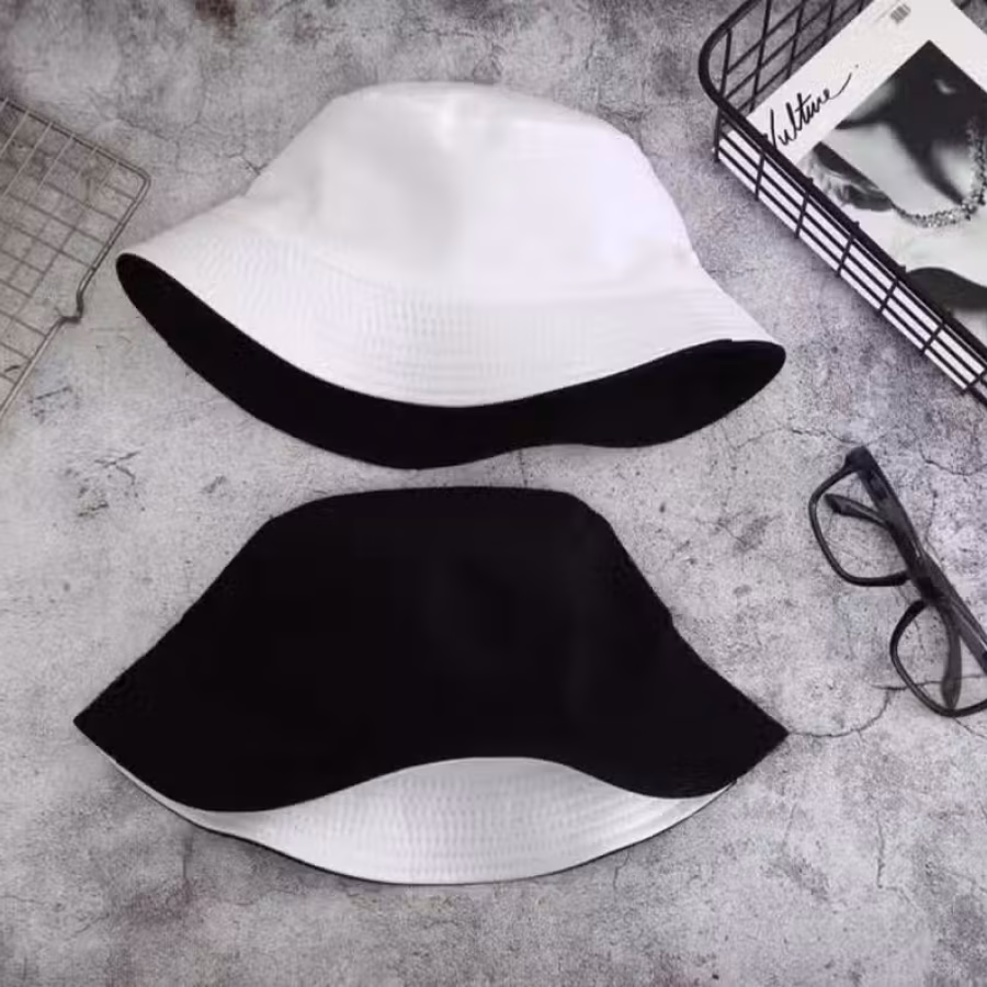 Black and white solid color fisherman ha 图片 1