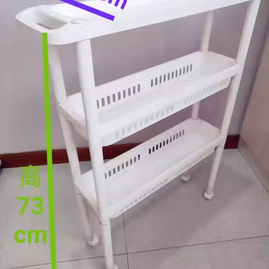 厨房夹缝收纳架置物架冰箱.卫生间.缝隙靠墙.桌面.浴室沥水收纳架超窄可移动 图片 5