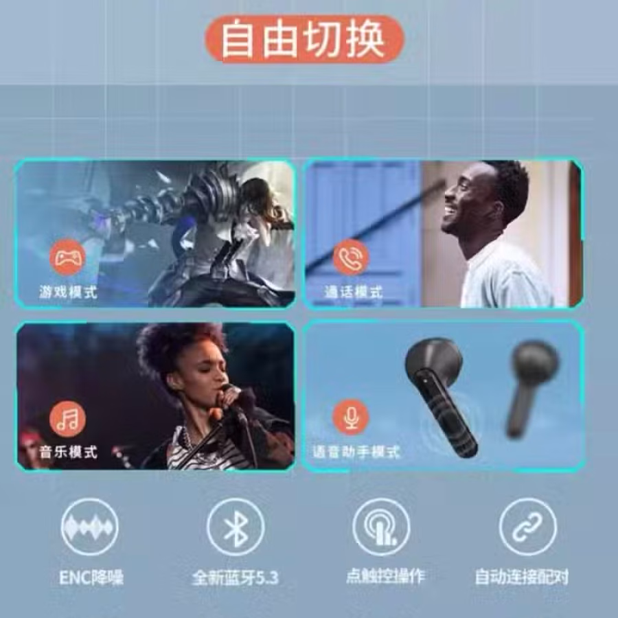 全新触摸调节蓝牙耳机 通话清晰 打游戏 听歌专用  图片 3