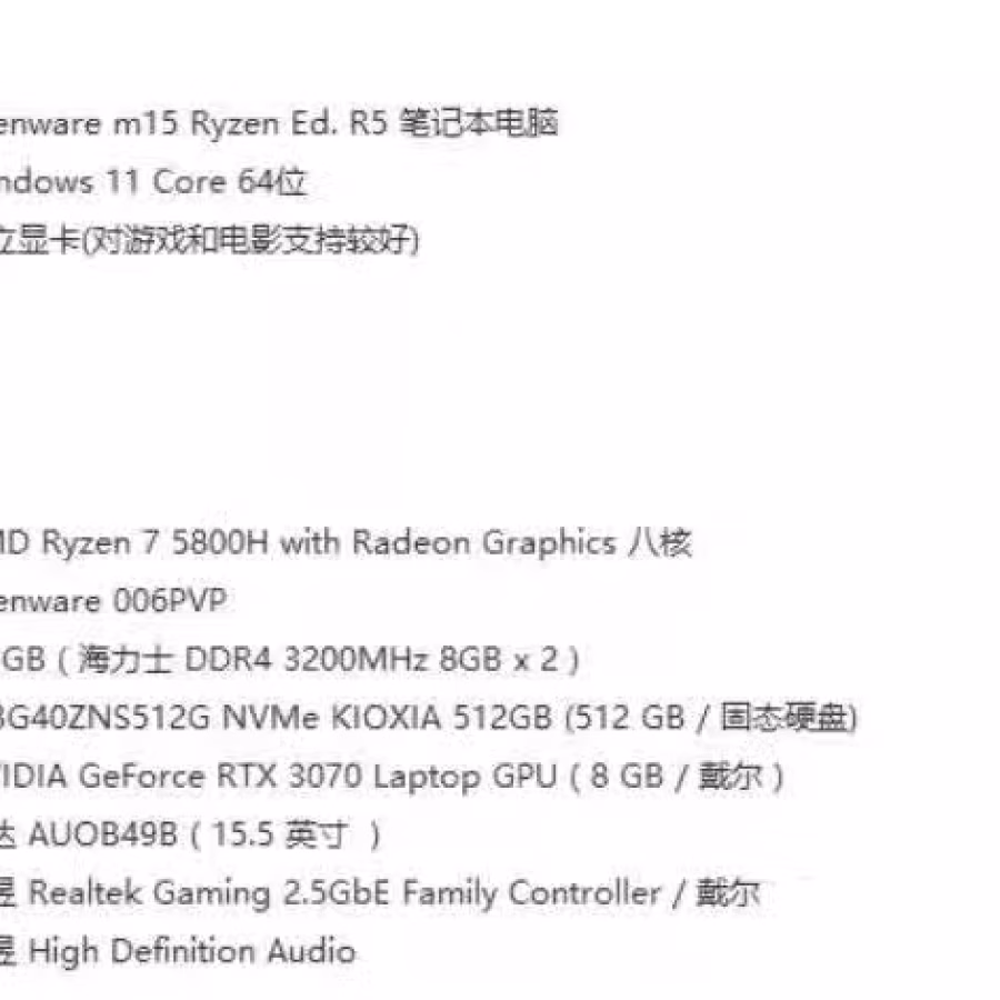 Alienware m15 Ryzen Ed. R5 外星人笔记本电脑 图片 2