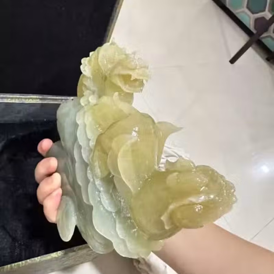 秀玉雕刻子母貔貅 图片 1