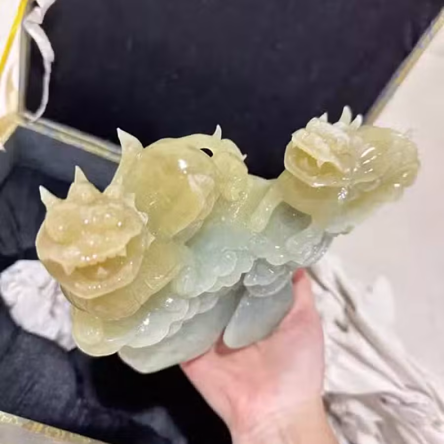 秀玉雕刻子母貔貅 图片 4