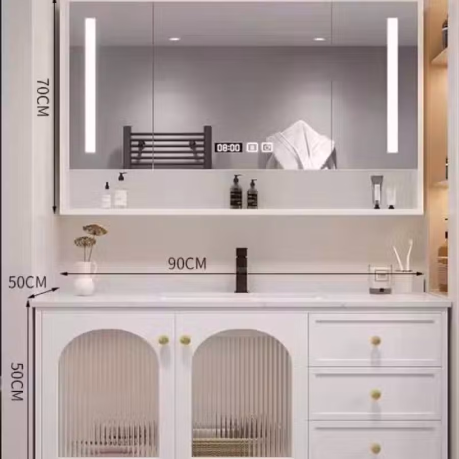 厕所橡木烤漆一体陶瓷盆 图片 1