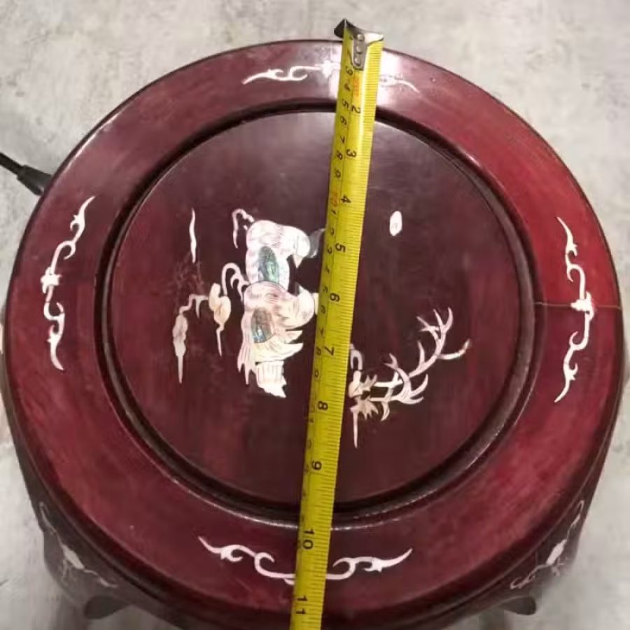 红木凳子贝壳雕花 图片 2