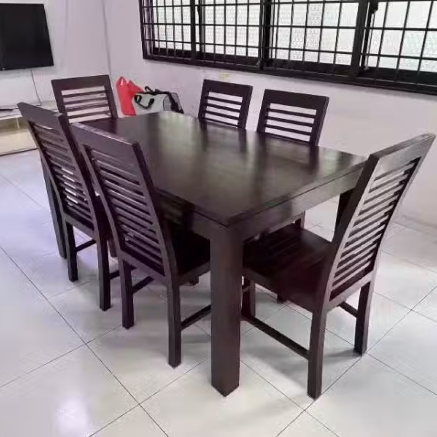 柚木餐桌+6椅子 图片 1