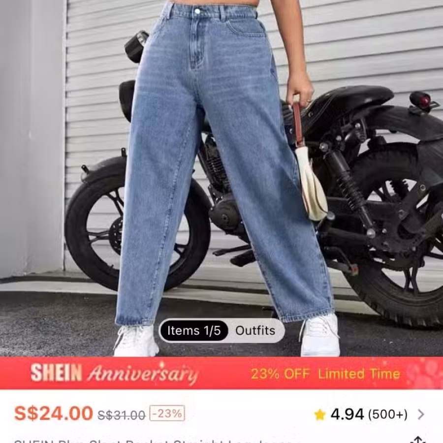 SHEIN Straight Leg Jeans 图片 2
