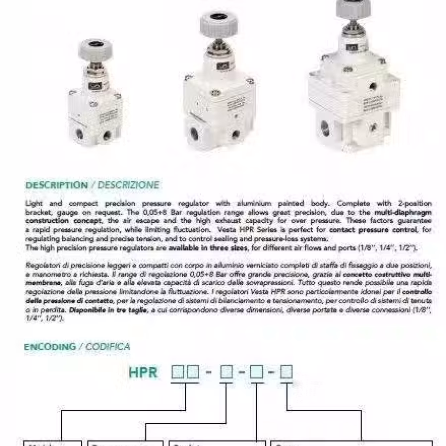意大利品牌 VESTA HPR系列高精度气压调节器 (新加坡现货） 图片 4