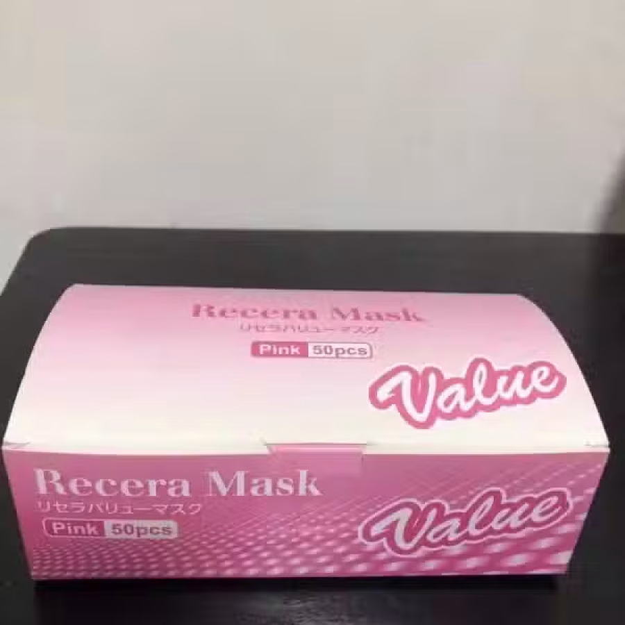 粉色三层一次性口罩 图片 2