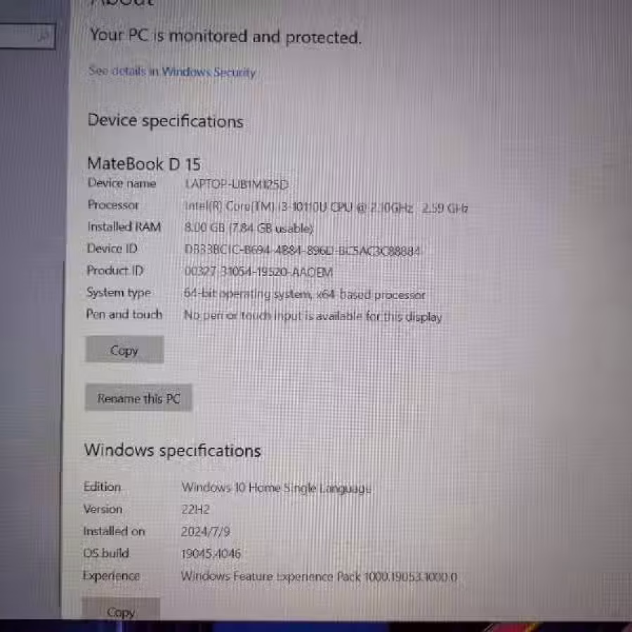 $280出一部Huawei笔记本电脑Matebook D15，15.6英寸高清屏 图片 3