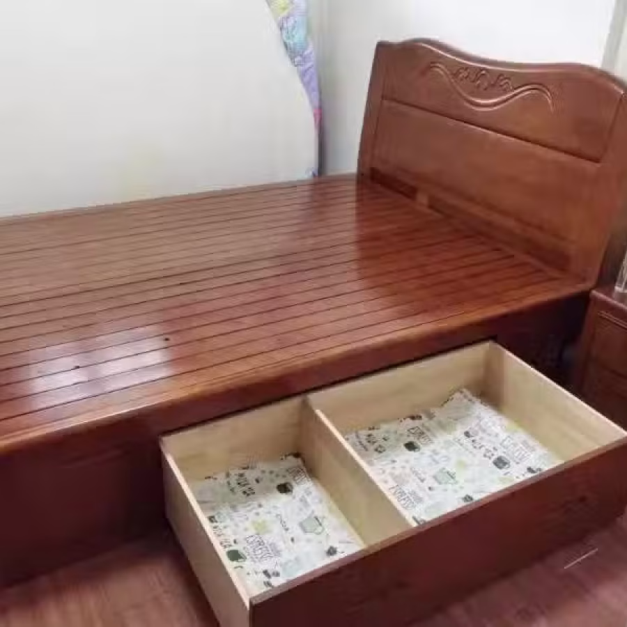Queen size 双人床架+床垫+床头柜 图片 2