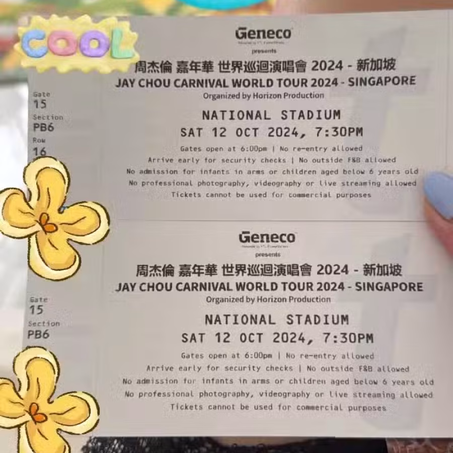 出原价周杰伦2024 新加坡演唱会! Original Price JAY CH 图片 1