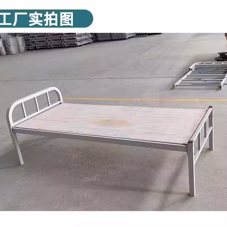 公寓单层双层铁床出租屋铁艺床铁架床实木加厚员工学生宿舍床单双人 图片 5