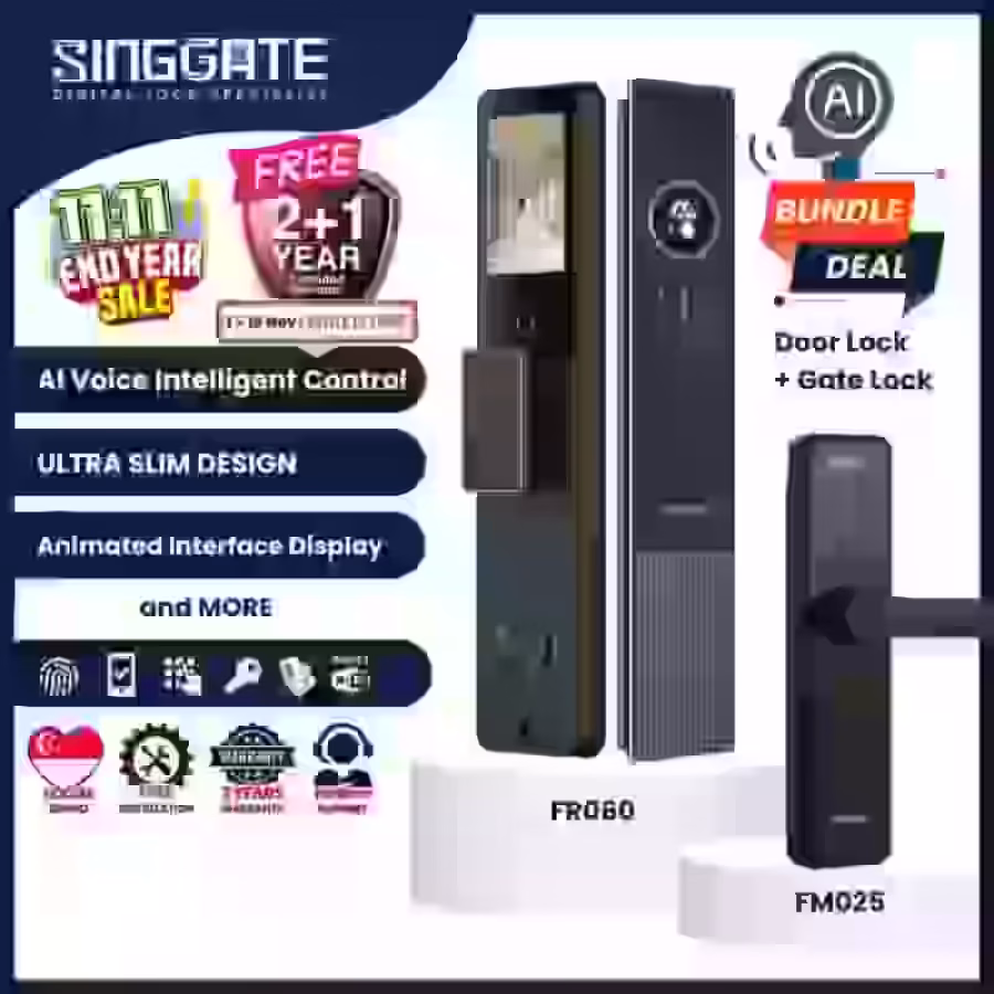 𝑺𝒊𝒏𝒈𝒈𝒂𝒕𝒆 智能门锁，适用于全新加坡铁/木门 ️  图片 1