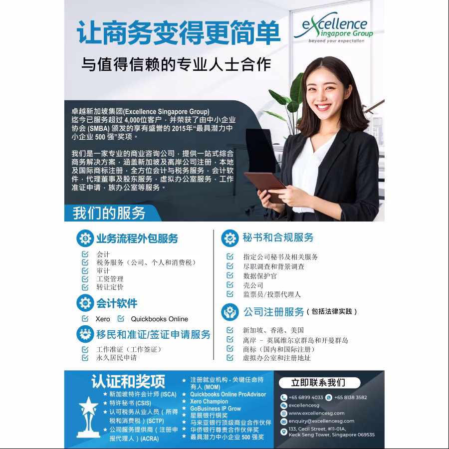 新加坡会计，税务，注册新公司及秘书，工作准证等服务 图片 1