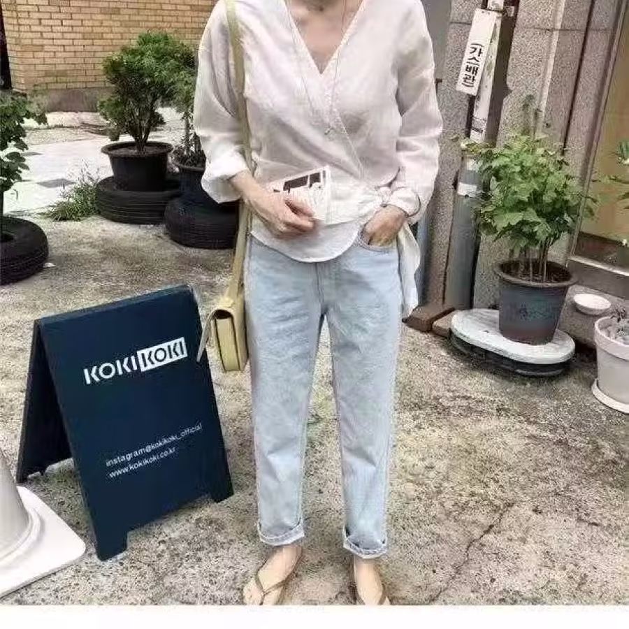 全新日式设计感交叉侧边系带收腰长袖衬衫也可做空调罩衫  $ 图片 8