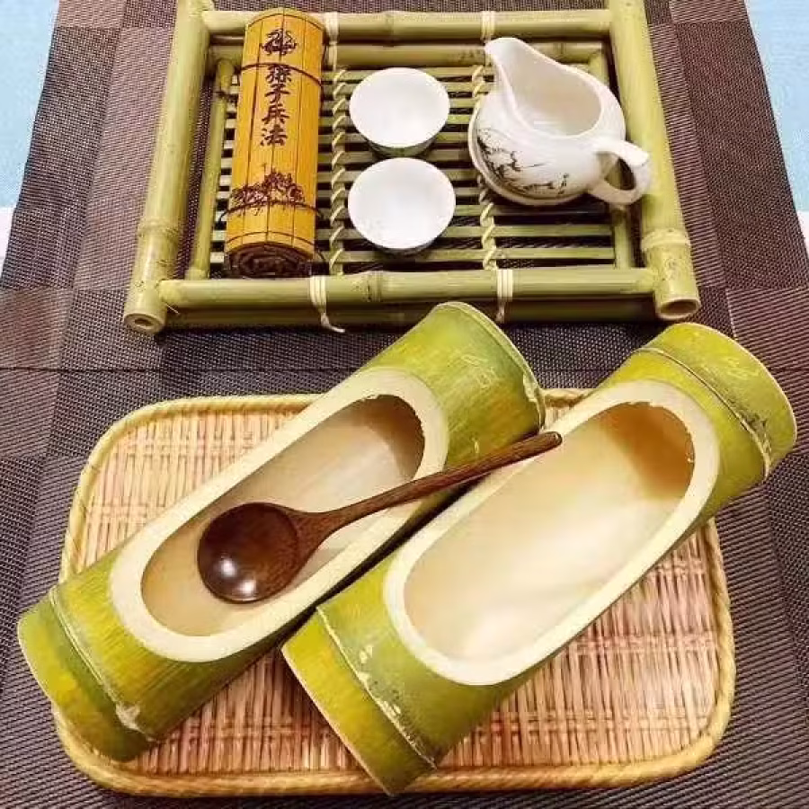 9.9成新纯天然新鲜带盖竹筒.竹筒饭.竹筒汤.竹筒排骨.竹筒鸡肉.竹筒糯米饭 图片 5