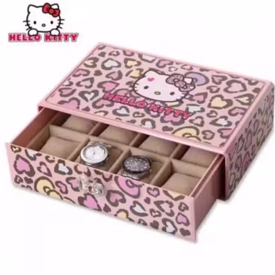 全新限量款豹纹hello Kitty超大号首饰盒收纳盒珠宝盒 图片 1