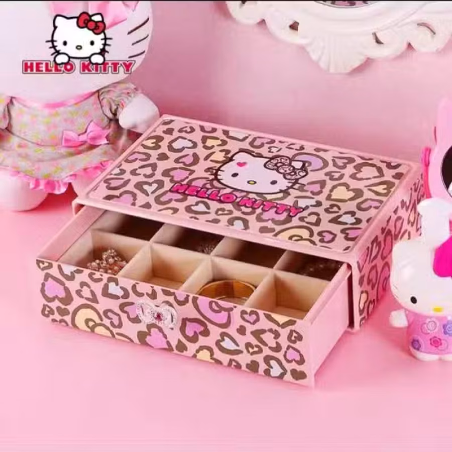 全新限量款豹纹hello Kitty超大号首饰盒收纳盒珠宝盒 图片 3
