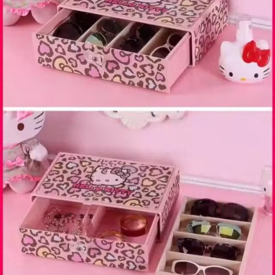 全新限量款豹纹hello Kitty超大号首饰盒收纳盒珠宝盒 图片 4