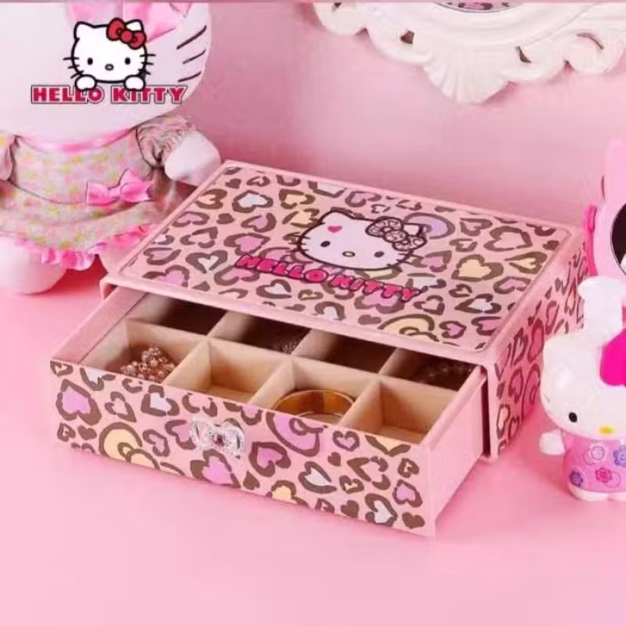 全新限量款豹纹hello Kitty超大号首饰盒收纳盒珠宝盒 图片 2