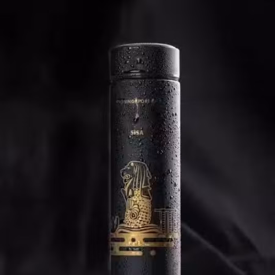 鱼尾狮磨砂保温杯 图片 1