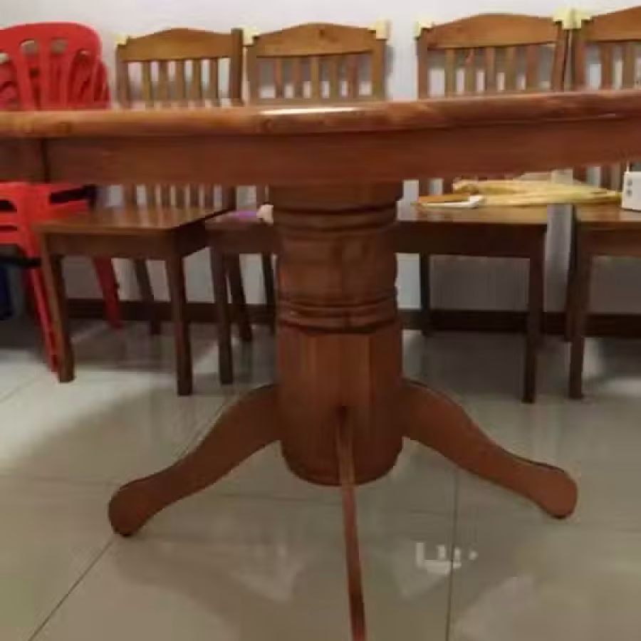 六人全木圆餐桌 图片 2