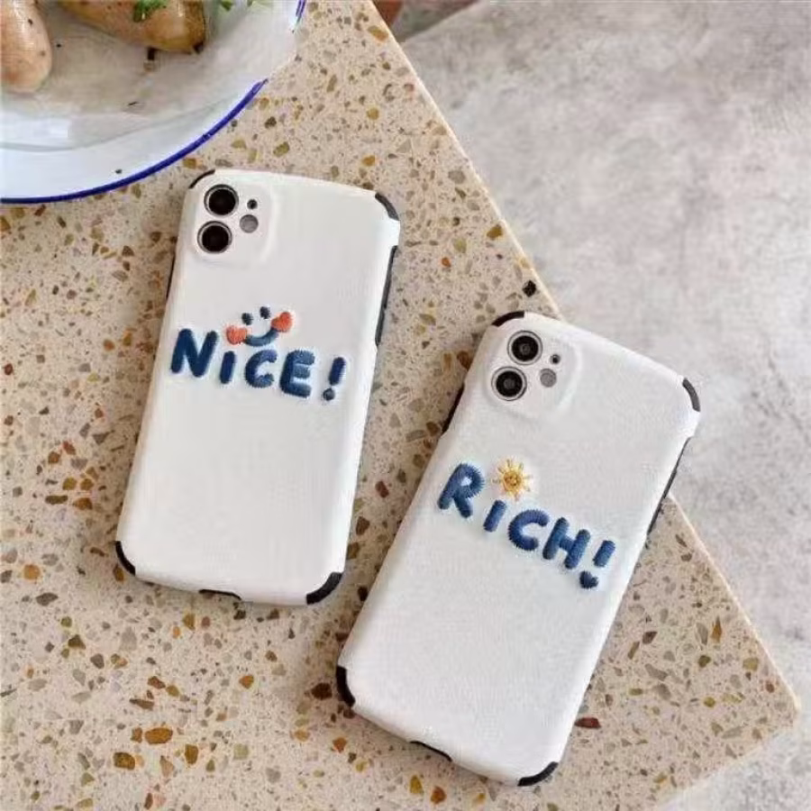 送手机膜！苹果11/12新款iPhone全包镜头创意刺绣NICE/RICH手机壳 图片 5