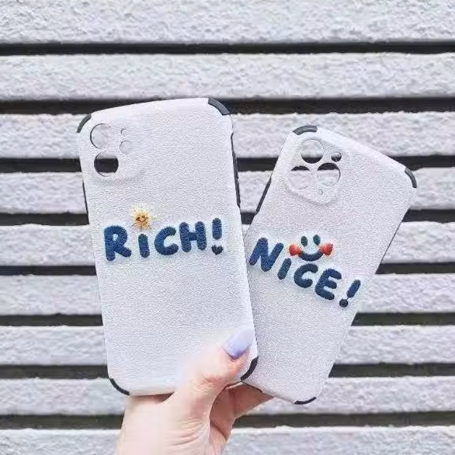 送手机膜！苹果11/12新款iPhone全包镜头创意刺绣NICE/RICH手机壳 图片 3