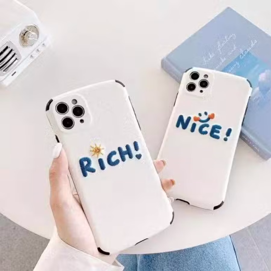 送手机膜！苹果11/12新款iPhone全包镜头创意刺绣NICE/RICH手机壳 图片 4