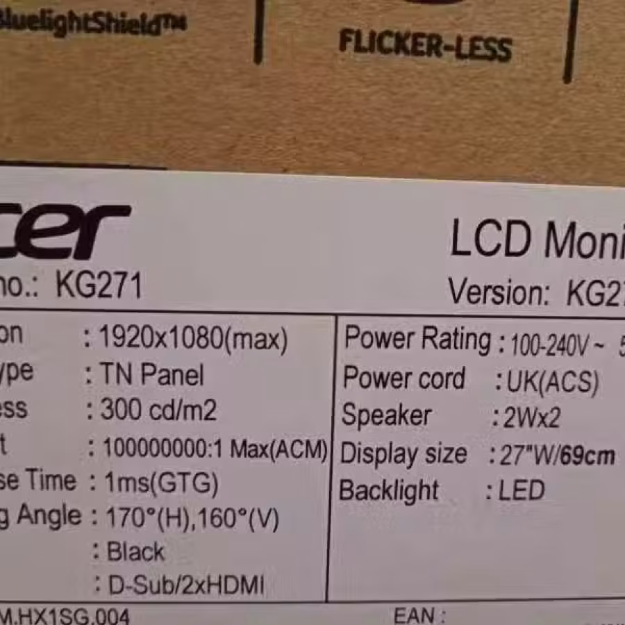 27寸显示器显示屏 acer的 KG1(KG271) 图片 3