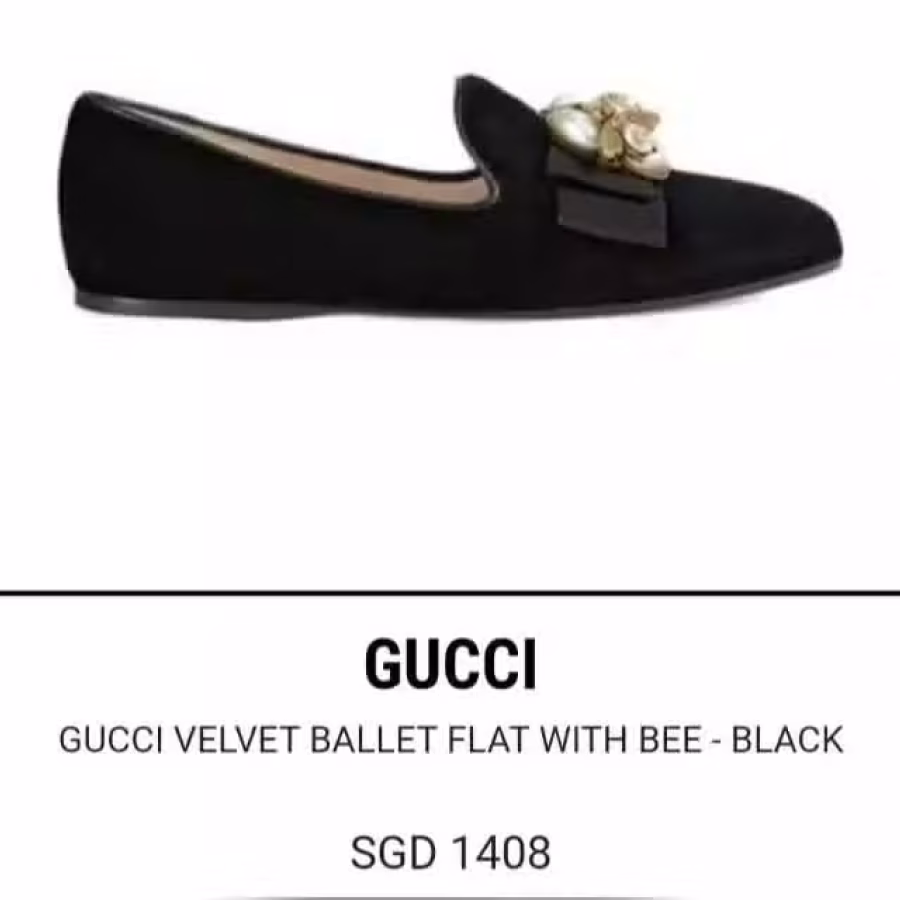 Gucci Velvet Ballet Flat with Bee 图片 1
