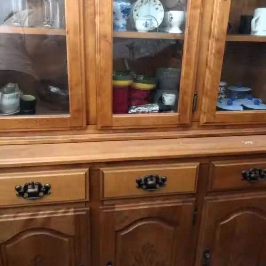 实木二层玻璃柜 图片 2