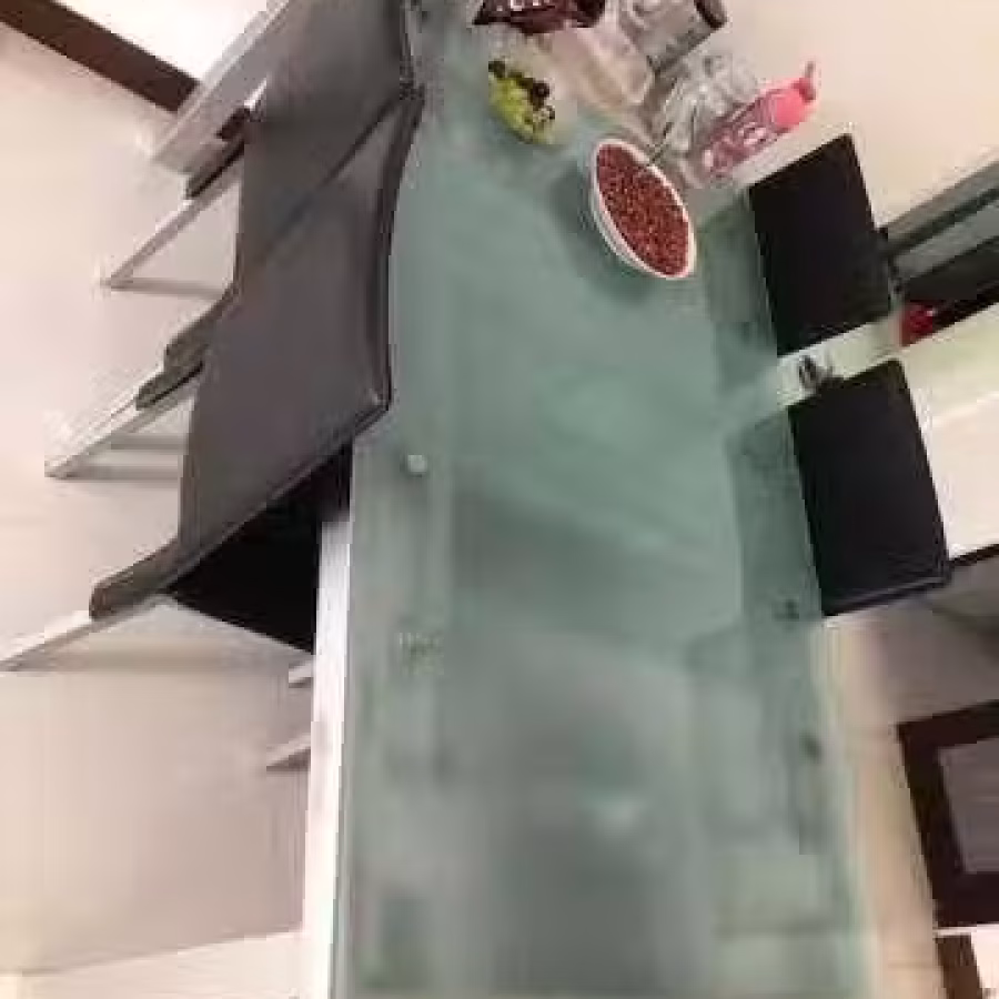 钢化玻璃餐桌 + 6张椅子 图片 1